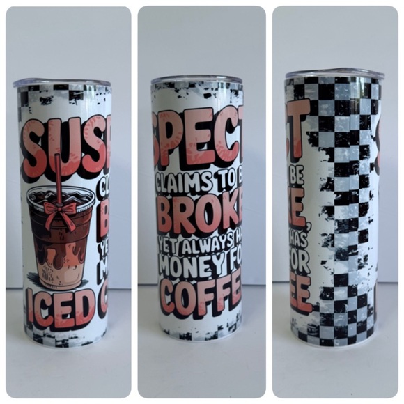 Iced Coffee Themed 20oz Skinny Tumbler - Picture 1 of 4